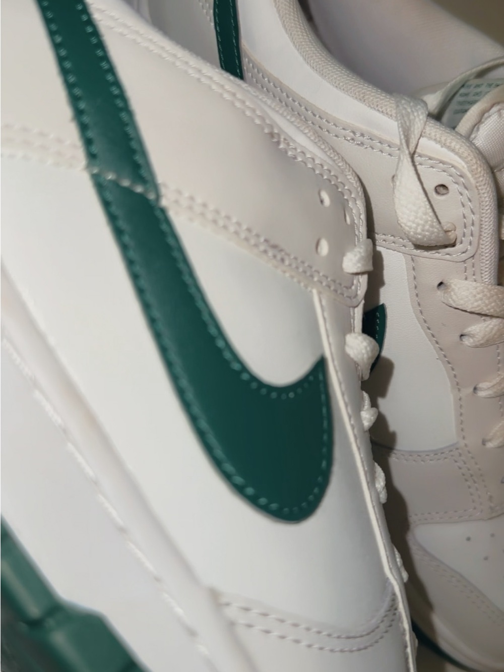 Nike Air Force MENS White Sneakers with Dark Green Swoosh